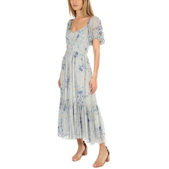 LoveShackFancy Angie Silk Floral Sweetheart Maxi Dress in Celestia Blue Size 4 - Picture 4 of 14